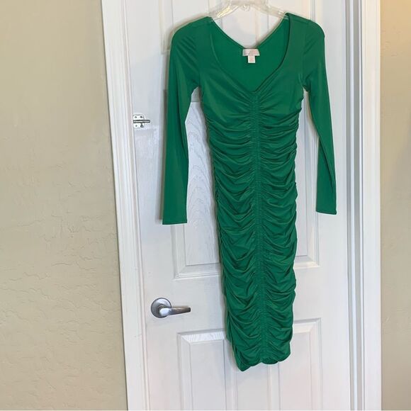 Rachel Parcell Amazon Green Ruched Midi Dress Size XS - Picture 6 of 12